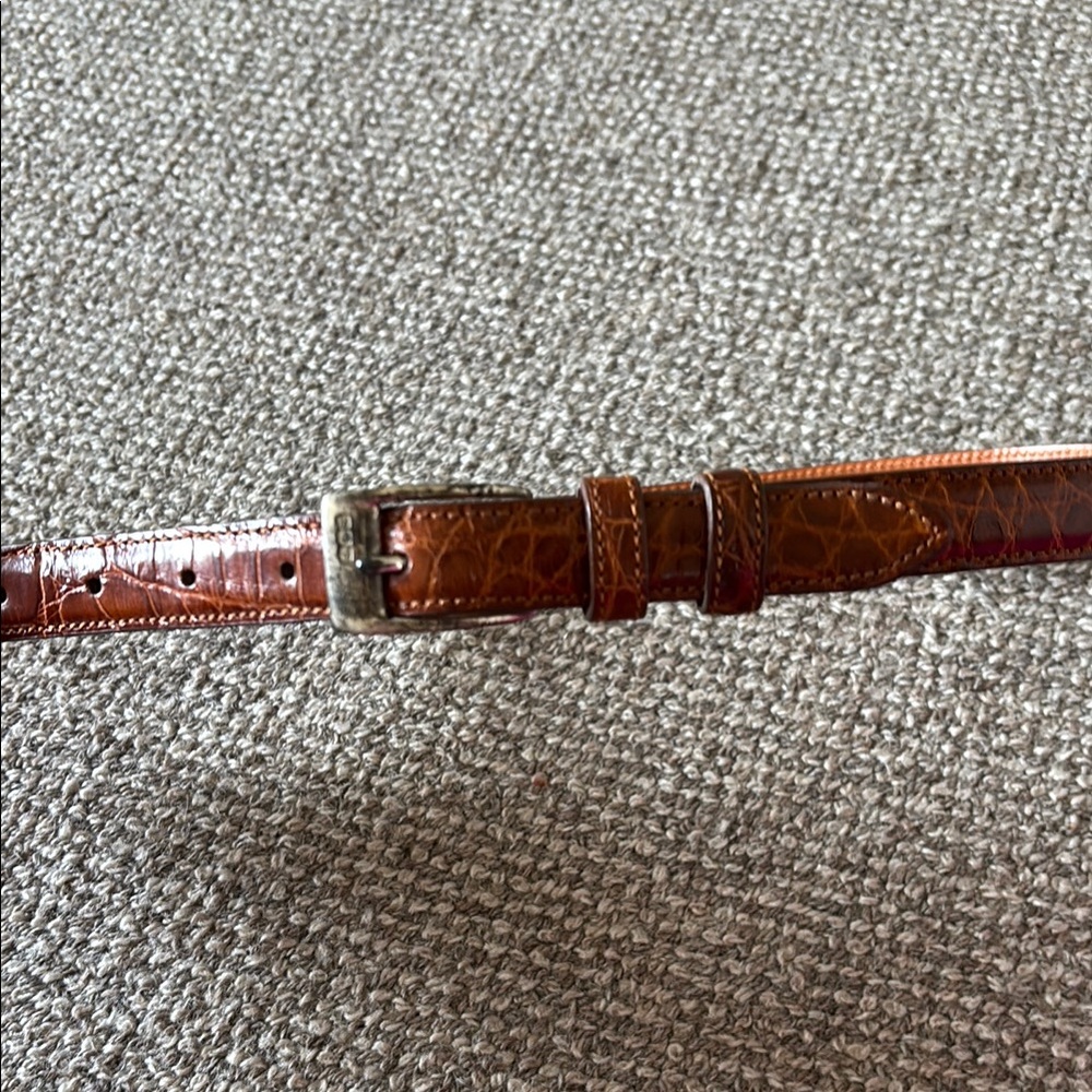 EUC/Vintage Ralph Laure Brown Genuine American Alligator Leather Belt Sz 28”/70